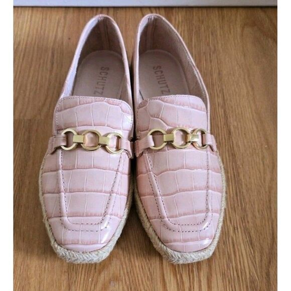 Schutz Patty Croc Embossed Espadrille Loafers Pink Women's Size 6.5 B - Picture 4 of 10